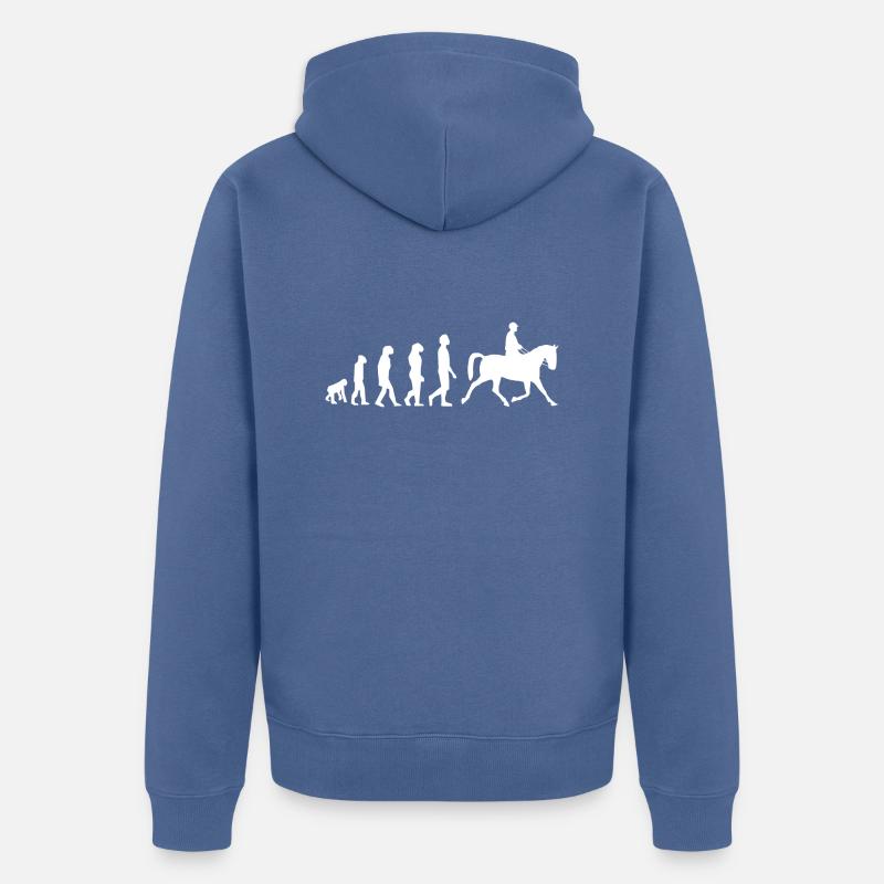 Evolution des Reitens - Unisex Premium Bio Zip Hoodie - Taubenblau