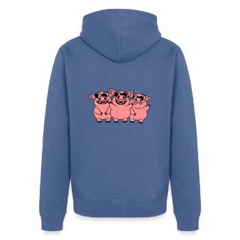 Sunglasses Cool Pigs Team - Unisex Premium Organic Zip Hoodie - stone blue - Back - Nico (187cm)