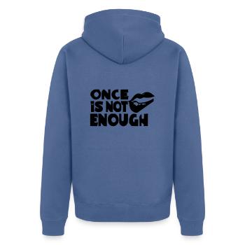 einmal ist nicht genug - Unisex Premium Bio Zip Hoodie - Taubenblau - Hinten - Nico (187cm)