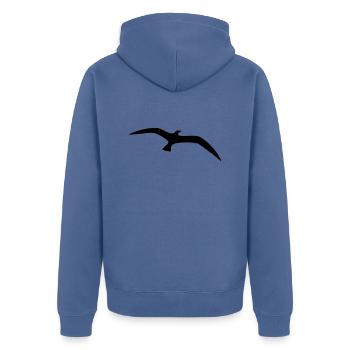 Seagull Bird Flying Seabird Silhouette Outline Beautiful - Unisex Premium Organic Zip Hoodie - stone blue - Back - Nico (187cm)