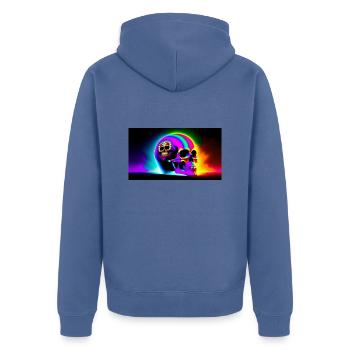 Psy Schädel - Unisex Premium Bio Zip Hoodie - Taubenblau - Hinten - Nico (187cm)
