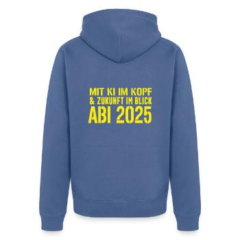 Abschluss KI - Unisex Premium Bio Zip Hoodie - Taubenblau - Hinten - Nico (187cm)