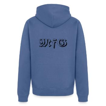 Mit freundlichen Grüßen - Unisex Premium Bio Zip Hoodie - Taubenblau - Hinten - Nico (187cm)