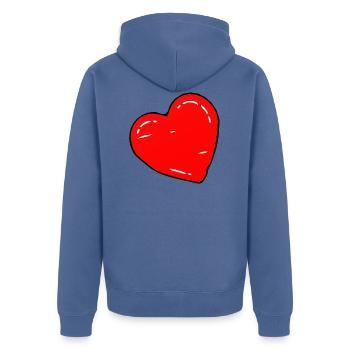 coeur rouge - Veste à capuche bio Premium Unisexe - bleu pigeon - Dos - Nico (187cm)