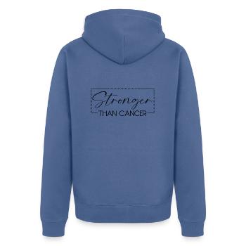 Plus fort que le cancer - Veste à capuche bio Premium Unisexe - bleu pigeon - Dos - Nico (187cm)