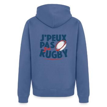 Je Peux Pas J'ai Rugby Cadeau Amoureux De Rugby - Veste à capuche bio Premium Unisexe - bleu pigeon - Dos - Nico (187cm)