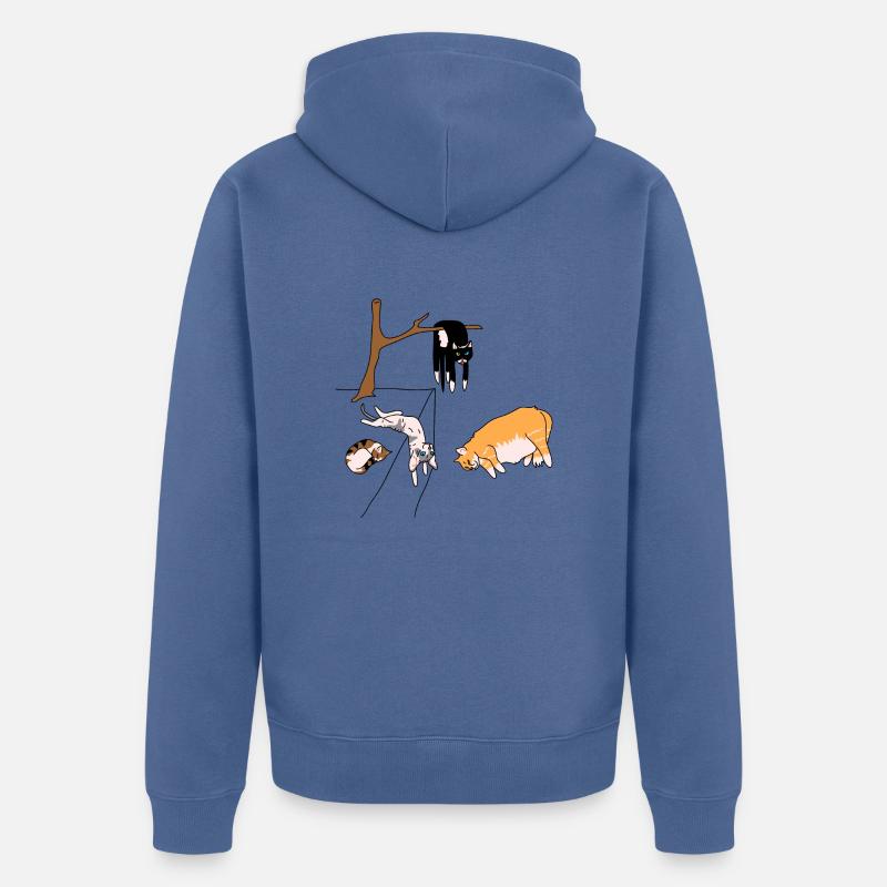 Les chats de Dalí - Veste à capuche bio Premium Unisexe - bleu pigeon