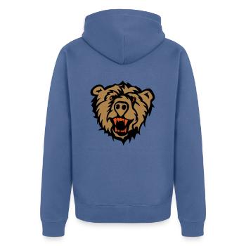 Bären - Unisex Premium Bio Zip Hoodie - Taubenblau - Hinten - Nico (187cm)
