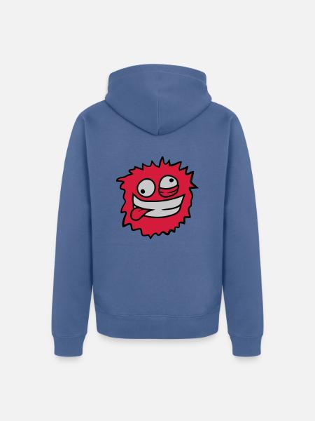 Hairy monster face - Unisex Premium Organic Zip Hoodie - stone blue