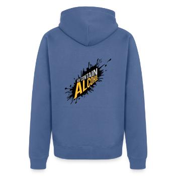 Farbklecks May Contain Alcohol - Unisex Premium Organic Zip Hoodie - stone blue - Back - Nico (187cm)