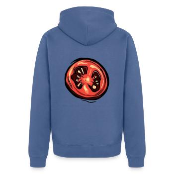 Tomate Tomate 904 W - Unisex Premium Bio Zip Hoodie - Taubenblau - Hinten - Nico (187cm)