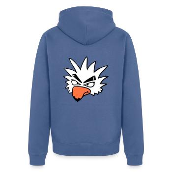 perroquet blanc oiseau regarde méchant cool sérieux bande dessinée - Veste à capuche bio Premium Unisexe - bleu pigeon - Dos - Nico (187cm)