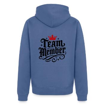 Membre de l’équipe Krone - Veste à capuche bio Premium Unisexe - bleu pigeon - Dos - Nico (187cm)