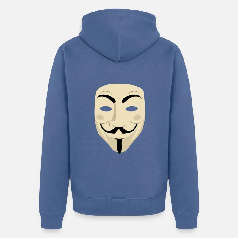 Mr. Anonymous Maske Computer Hacker - Unisex Premium Bio Zip Hoodie - Taubenblau