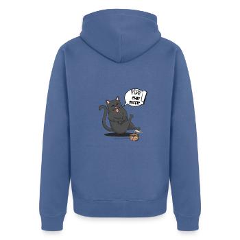 Le Chat Cartoon Mort de rire (mdr) - Veste à capuche bio Premium Unisexe - bleu pigeon - Dos - Nico (187cm)