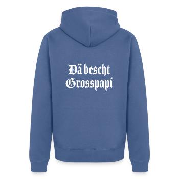 Dä bescht Grosspapi bescht Opi Opa Schweiz - Unisex Premium Bio Zip Hoodie - Taubenblau - Hinten - Nico (187cm)