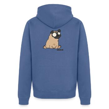 Mops / Pug - Unisex Premium Organic Zip Hoodie - stone blue - Back - Nico (187cm)
