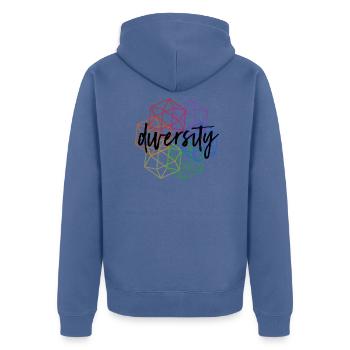 Diversity LGBT Gay Pride - Unisex Premium Bio Zip Hoodie - Taubenblau - Hinten - Nico (187cm)