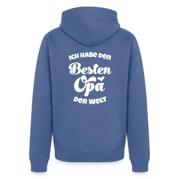 Bester Opa der Welt Großvater Opa Opi Großvater - Unisex Premium Bio Zip Hoodie - Taubenblau - Hinten - Nico (187cm)