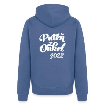 Patenonkel Göd Ged Patenonkel fragen Pate Geschenk - Unisex Premium Bio Zip Hoodie - Taubenblau - Hinten - Nico (187cm)