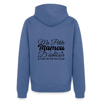 Cadeau mamou d'amour, meilleure mamou je t'aime - Veste à capuche bio Premium Unisexe - bleu pigeon - Dos - Nico (187cm)