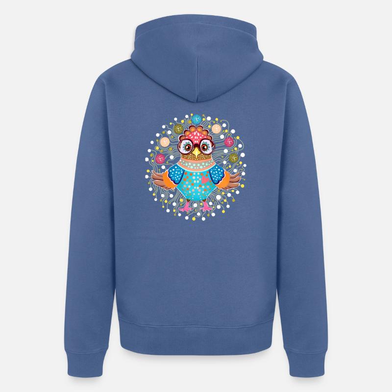 Jonglier-Eule - Unisex Premium Bio Zip Hoodie - Taubenblau