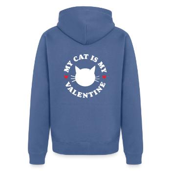 Mon chat est mon Valentin - Veste à capuche bio Premium Unisexe - bleu pigeon - Dos - Nico (187cm)