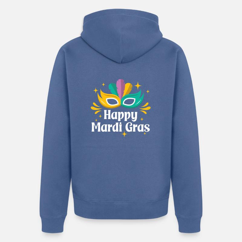 Joyeux Mardi Gras - Veste à capuche bio Premium Unisexe - bleu pigeon