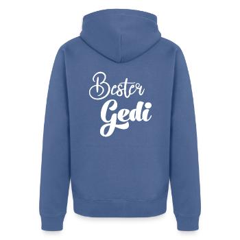 Bester Gedi sein Patenonkel fragen Taufe - Unisex Premium Bio Zip Hoodie - Taubenblau - Hinten - Nico (187cm)