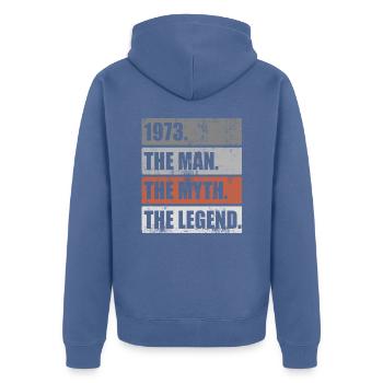 Né en 1973 Homme Mythe Légende Anniversaire - Veste à capuche bio Premium Unisexe - bleu pigeon - Dos - Nico (187cm)