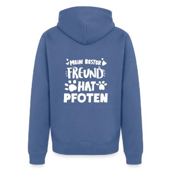 Mein bester Freund hat Pfoten Katzen Katzenbesitze - Unisex Premium Bio Zip Hoodie - Taubenblau - Hinten - Nico (187cm)