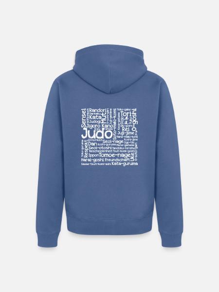 Judo Wortcollage white - Unisex Premium Bio Zip Hoodie - Taubenblau