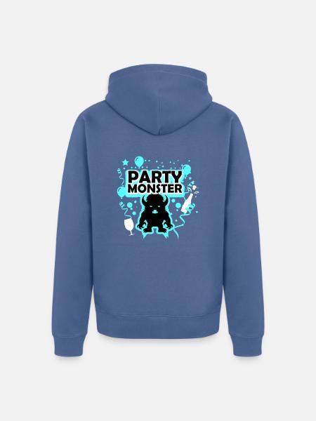 Party monster light blue - Unisex Premium Organic Zip Hoodie - stone blue