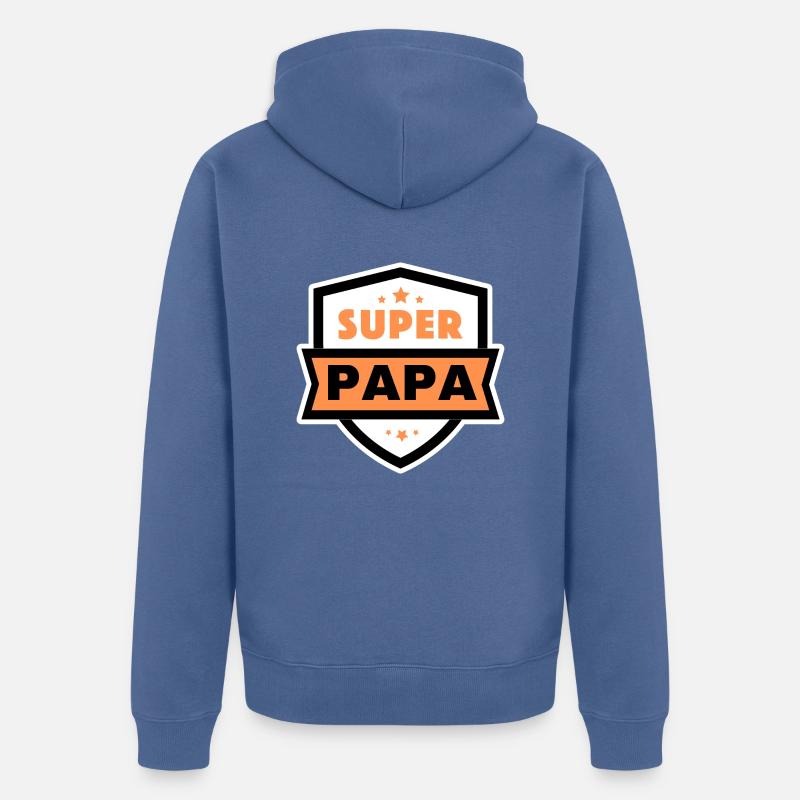 Super papa 1 - Veste à capuche bio Premium Unisexe - bleu pigeon
