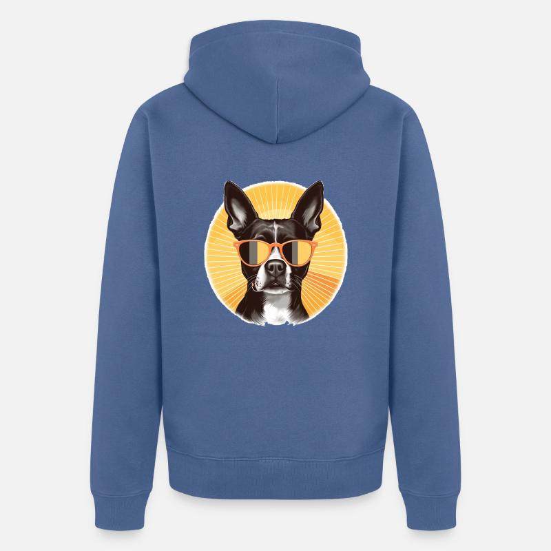 Terrier de Boston 2 - Veste à capuche bio Premium Unisexe - bleu pigeon