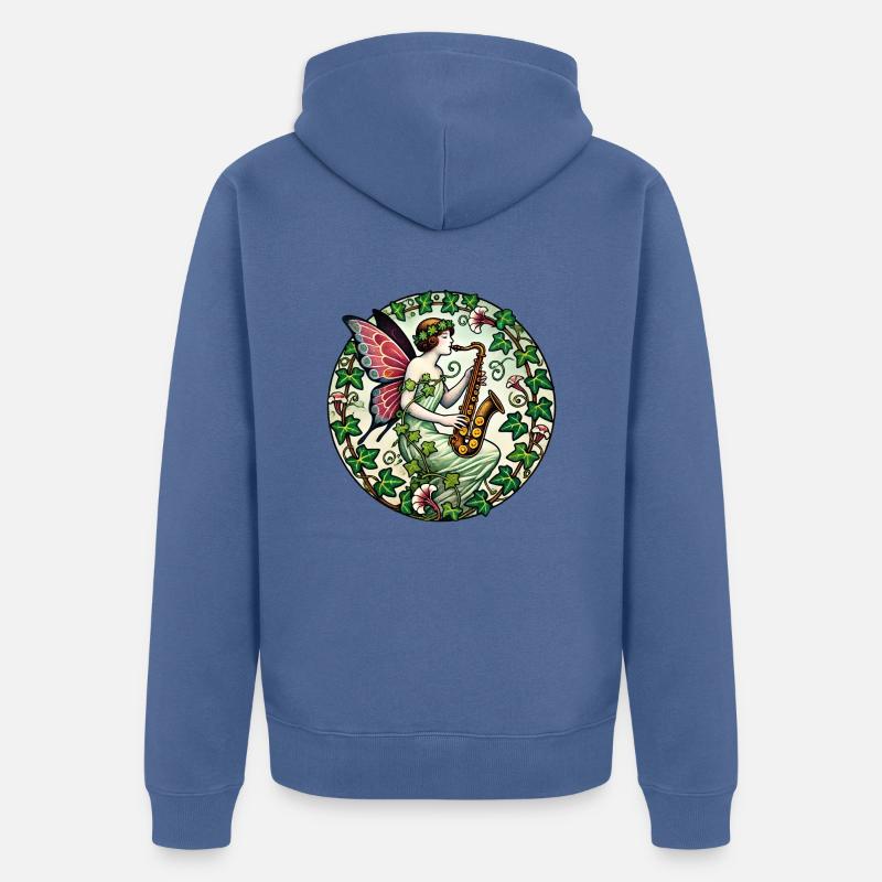 Fée du saxophone - Veste à capuche bio Premium Unisexe - bleu pigeon