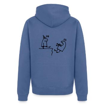 14 years: Farewell age 13 years, Happy 14th birthday - Unisex Premium Organic Zip Hoodie - stone blue - Back - Nico (187cm)
