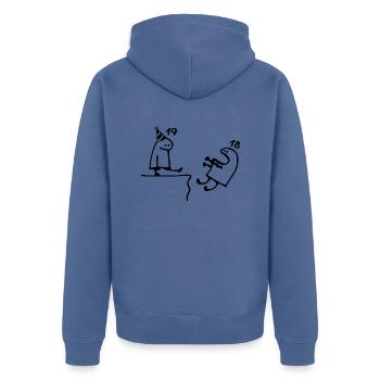 19 ans : Adieu âge 18 ans, Joyeux 19e anniversaire - Veste à capuche bio Premium Unisexe - bleu pigeon - Dos - Nico (187cm)