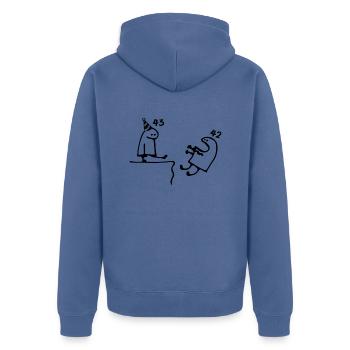 43 ans : Adieu âge 42 ans, Joyeux 43e anniversaire - Veste à capuche bio Premium Unisexe - bleu pigeon - Dos - Nico (187cm)