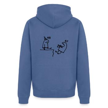 48 ans : Adieu âge 47 ans, Joyeux 48e anniversaire - Veste à capuche bio Premium Unisexe - bleu pigeon - Dos - Nico (187cm)