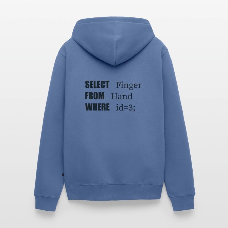 Doigt de sélection à la main, code amusant. Langage des codeurs Veste à capuche bio Premium Unisexe