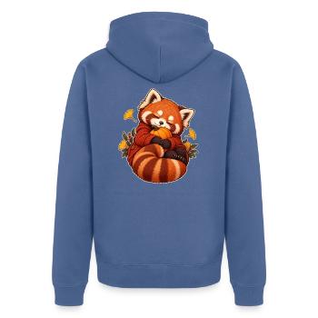 Sleepy Red Panda Kürbis - Unisex Premium Bio Zip Hoodie - Taubenblau - Hinten - Nico (187cm)