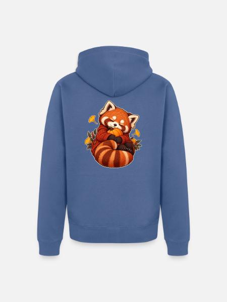 Sleepy Red Panda Kürbis - Unisex Premium Bio Zip Hoodie - Taubenblau