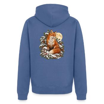 Fuchs im Winterwald - Unisex Premium Bio Zip Hoodie - Taubenblau - Hinten - Nico (187cm)