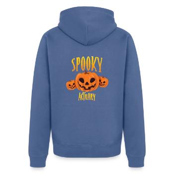 Spooky Actuary - Unisex Premium Organic Zip Hoodie - stone blue - Back - Nico (187cm)
