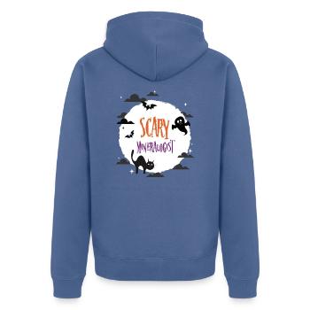 Scary Mineralogist - Unisex Premium Organic Zip Hoodie - stone blue - Back - Nico (187cm)