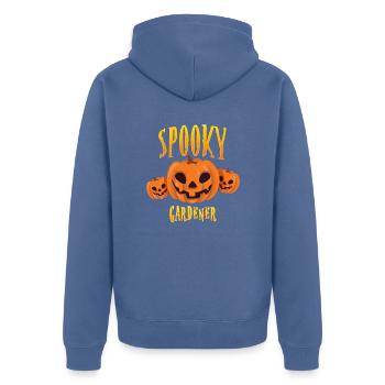 Spooky Gardener - Unisex Premium Organic Zip Hoodie - stone blue - Back - Nico (187cm)