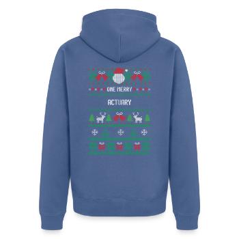 One Merry Actuary - Unisex Premium Organic Zip Hoodie - stone blue - Back - Nico (187cm)