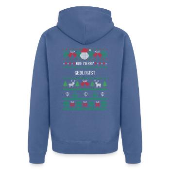 Ein fröhlicher Geologe - Unisex Premium Bio Zip Hoodie - Taubenblau - Hinten - Nico (187cm)