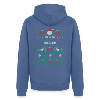 Un joyeux commis aux ongles - Veste à capuche bio Premium Unisexe - bleu pigeon - Dos - Nico (187cm)